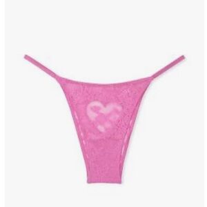 Victoria’s Secret Rhinestone Heart Detail Lace Brazilian Panty Sz L